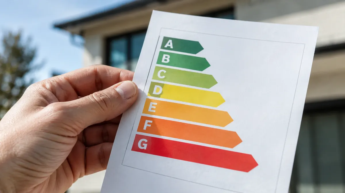 Étiquette de diagnostic de performance énergétique avec les classes de A à G